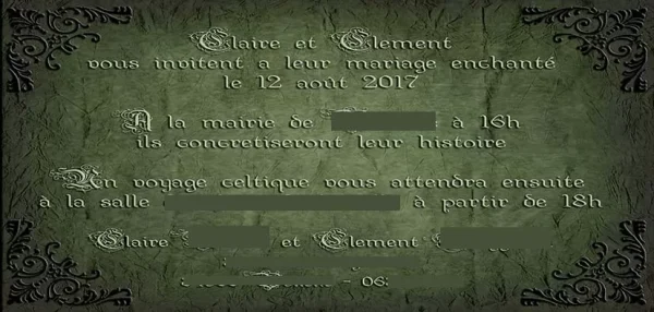 faire-part mariage celtique roi Arthur légende celte