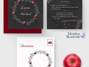 faire-part mariage disney blanche neige pomme