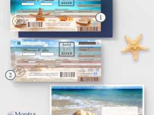 faire-part mariage billet avion voyage destination plage