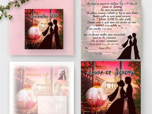 Faire-part de mariage princesse romantique modèle Clémence