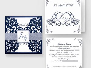 faire-part mariage pochette cisélée arabesque romantique