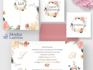 faire-part mariage fleurs pastel hortensia