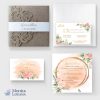 faire-part mariage pochette ciselée gold or fleurs doré rose