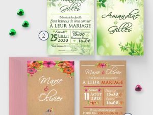 faire-part mariage kraft et fleurs