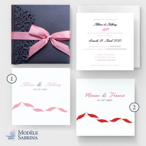 faire-part mariage pochette ciselée plume