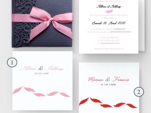faire-part mariage pochette ciselée plume