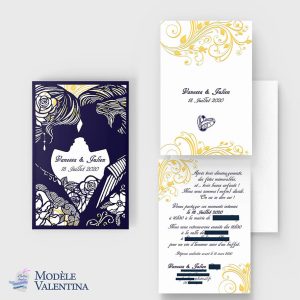 faire-part mariage pochette ciselée silhouette couple