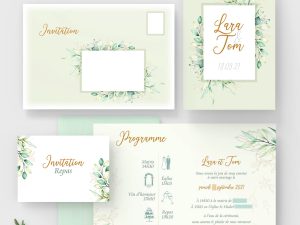 Faire-part mariage eucalyptus Lara personnalisé | Champêtre chic