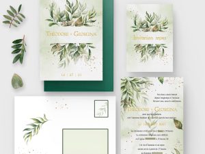 Faire-part de mariage eucalyptus champêtre chic personnalisé – Modèle Georgina