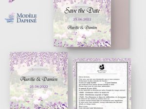 faire-part save the date mariage glycine whistledown bridgerton