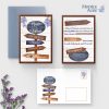 faire-part mariage panneau direction bois fleurs