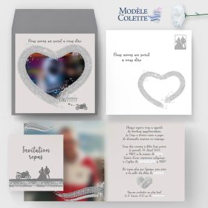 faire-part mariage couple moto sportive romantique