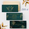 faire-part mariage pochette vert émeraude or doré
