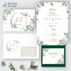 faire-part mariage feuillage vert or aquarelle