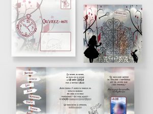 faire-part baptême Alice au pays des merveilles Disney Wonderland