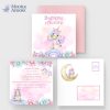 Faire-part baptême licorne Aurore | Invitation pastel fille