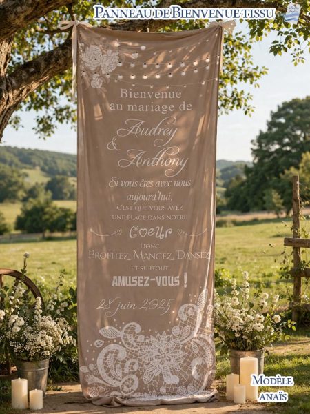 Panneaux de Bienvenue en Tissu Personnalisés