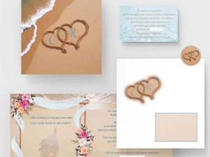 Faire-part de mariage thème cérémonie sur le sable modèle Caroline
