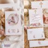 Faire-part baptême Pamela pampa | Fleurs roses personnalisé