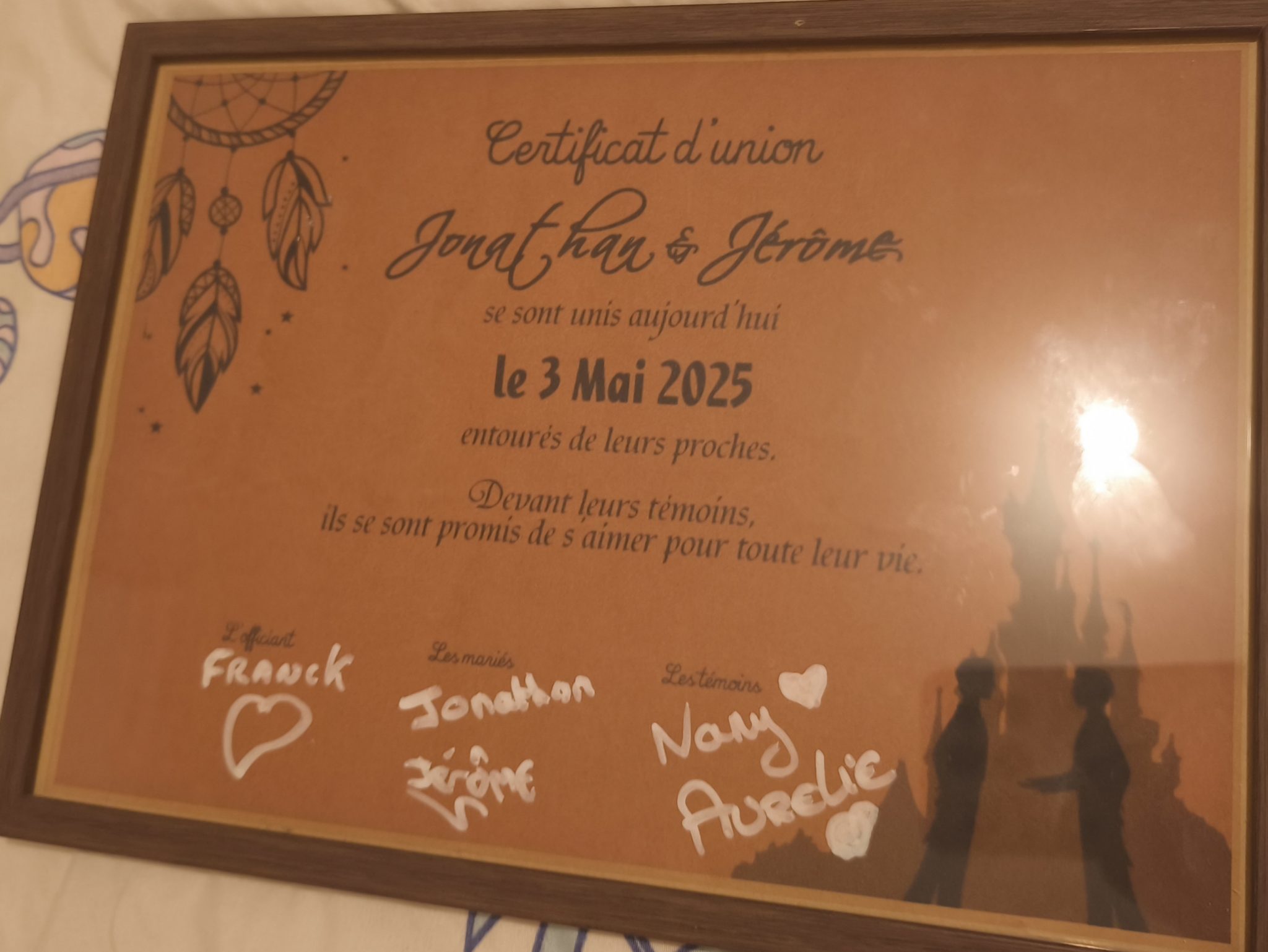 Certificat d’union pour cérémonie laïque personnalisable