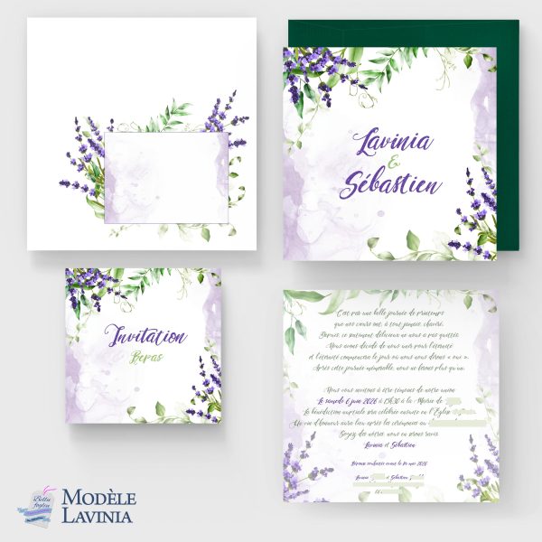 faire-part de mariage thème Brins de lavande modèle Lavinia