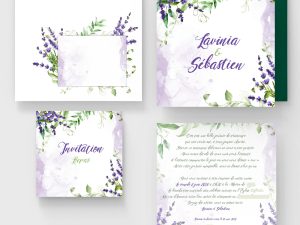 faire-part de mariage thème Brins de lavande modèle Lavinia